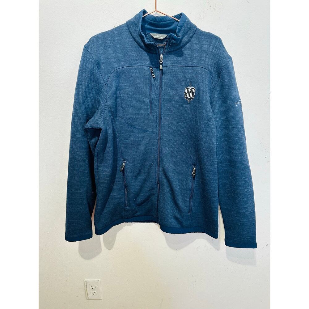 EDDIE BAUER Blue Full Zip Up SGC Embroidered Front Zip Pocket Jacket sz Large - Picture 13 of 13